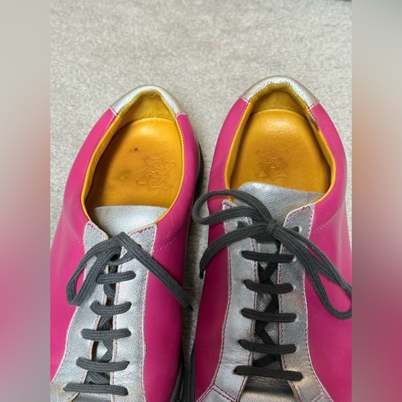 Undandy Men’s Custom Color block pink silver leather sneakers sz 11 - Picture 7 of 14